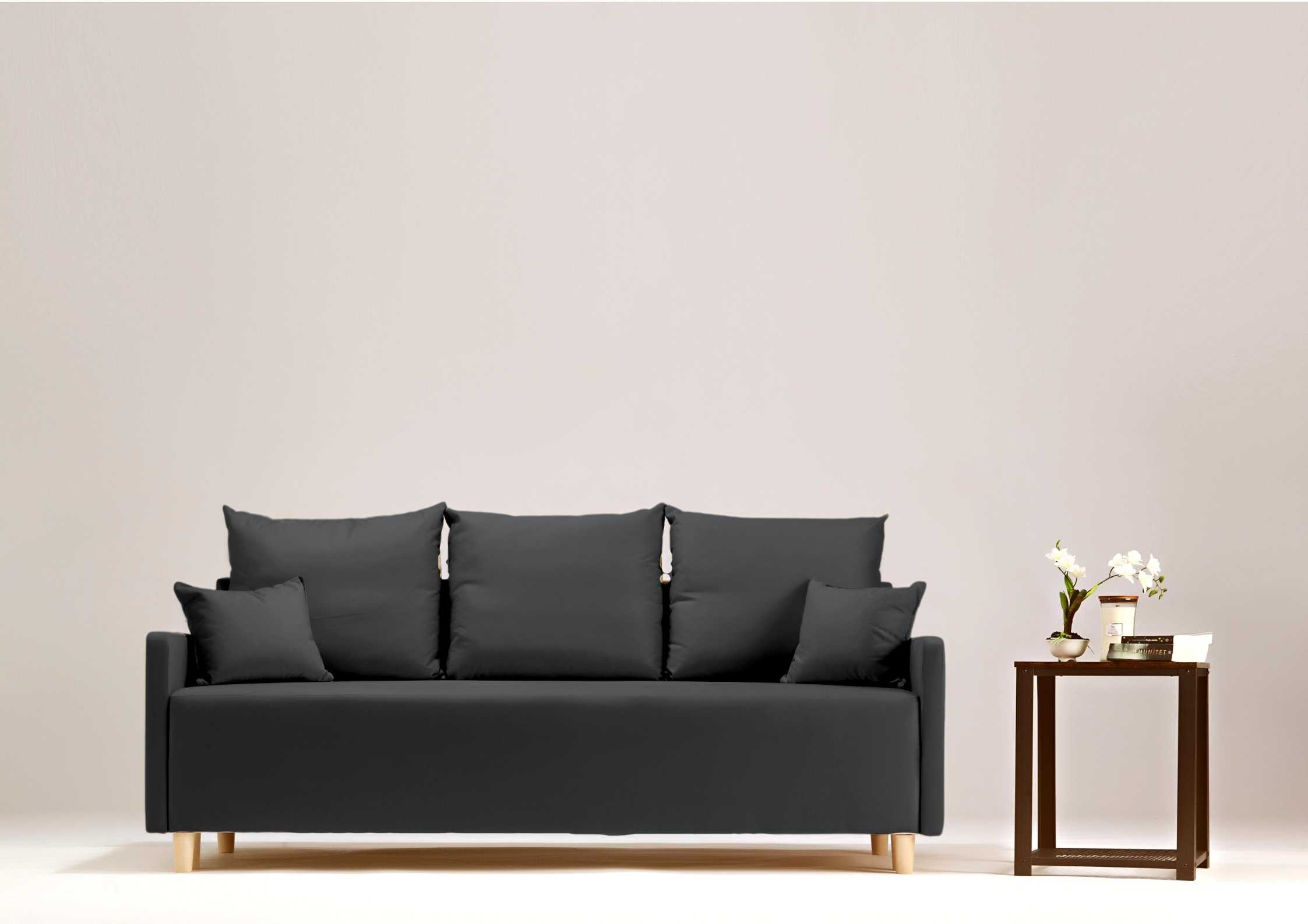 Czarna skandynawska sofa rozkładana